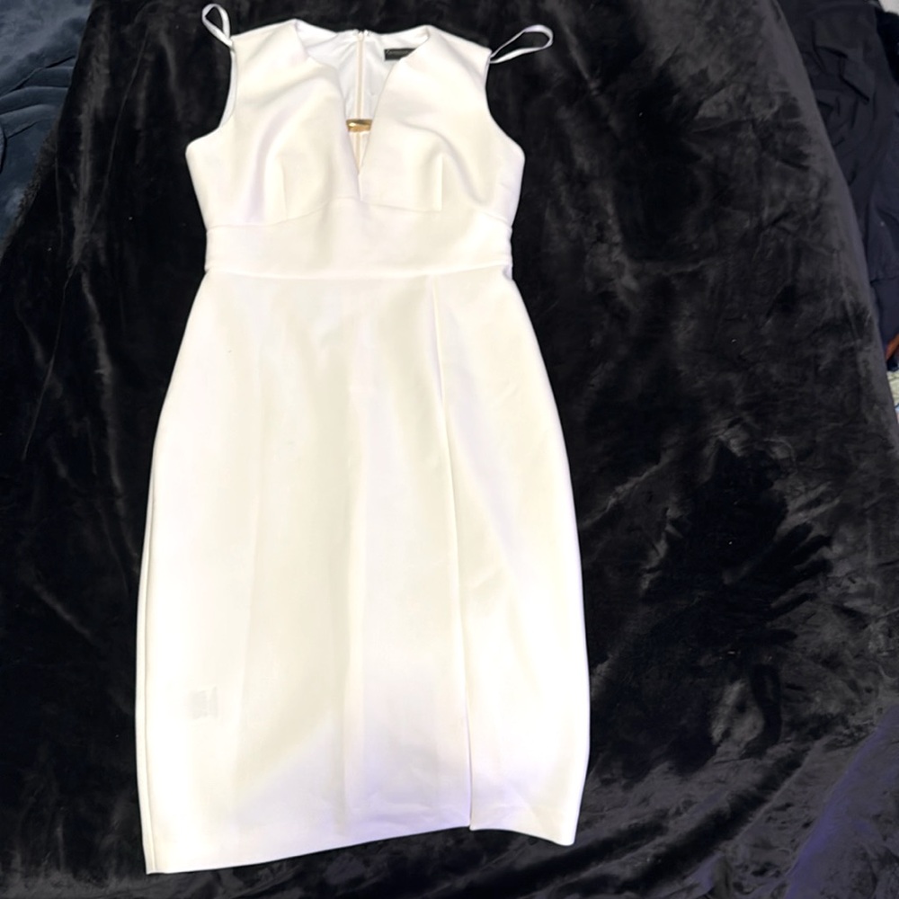 Donna Karen white with gold accent dress